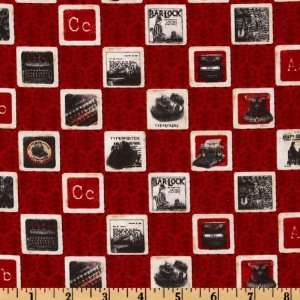  44 Wide Communique Print Blocks Red Fabric By The Yard 