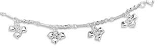 Coiled Links with 6mm Heart Charms Bracelet Cheap 925 Sterling 