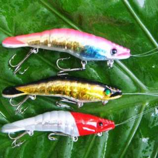 3xRATTLING Fishing Lures Shrimp/Prawn Tackle Hook 3k19  