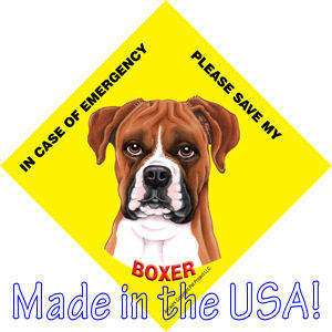 Save My BOXER Dog Emergency Rescue Safety Sign  