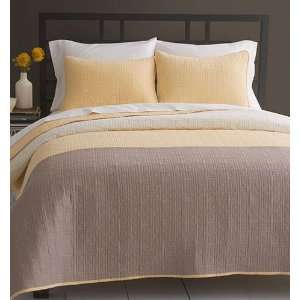 Bryan Keith Signature Color Block Cotton Full/Queen Quilt Yellow/Taupe 