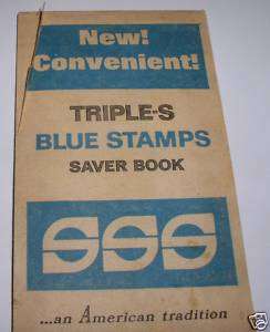 TRIPLE S BLUE STAMPS SAVER BOOK FROM EARLY 1960S  