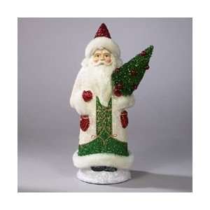   Claus Wearing Ivory Coat Holding Tree Christmas Figure: Home & Kitchen