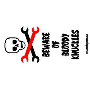  Skull Beware Of Bloody Knuckles ToolBox Bumper Sticker 