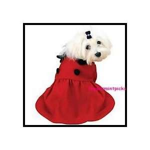  Paw Appeal Luxury Red Faux Wool Coat  Med Satin Lined BLK 