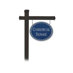  COMMERCIAL SIGN OVAL BLACK POST MOUNTED COBALT BLUE SIGN 