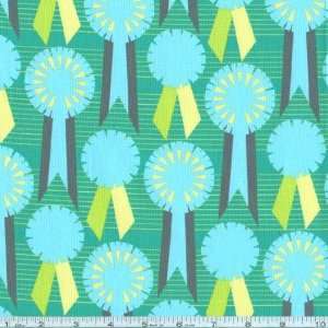  45 Wide Red Letter Day Blue Ribbons Green Fabric By The 