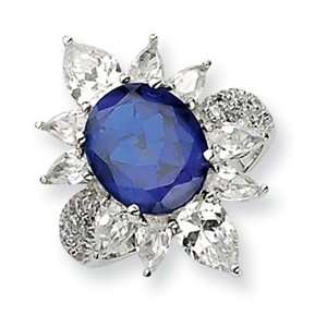    Sterling Silver CZ Synthetic Blue Spinel Ring Size 8: Jewelry