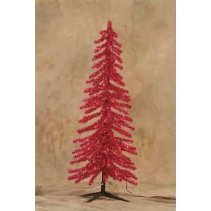 Pre Lit Fire Engine Red Alpine Tinsel Christmas Tree With G15 Bulbs 