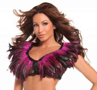   FEATHERED feathers CROP top MINI skirt BE WICKED bird COSTUME  