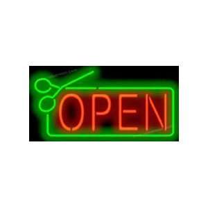  Open with Scissors Border Neon Sign 