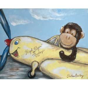  Monkey in Prop Plane Canvas Reproduction