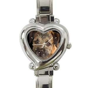 border terrier 3 Heart Shaped Italian Charm Watch L0665
