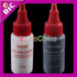 Pro Super Black Hair Extension Weaving Bond And Magic White Remover 
