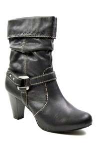 Fossil Tawny Mid Womens Boots Black Leather 11  