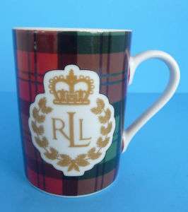 NEW Ralph Lauren Knockhill Tartan Red Coffee Mug Gold  