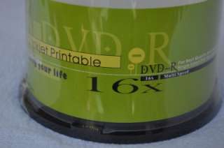 100 Sonic DVD R 16x 4.7 GB White Inkjet Printable DVDR  