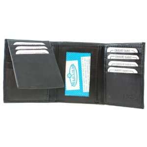  100% Genuine Leather Tri fold Mens Wallet Black #1455CF 