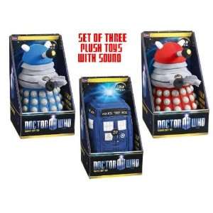  DOCTOR WHO PLUSH TOYS WITH SOUND   DALEK (RED & BLUE), TARDIS 
