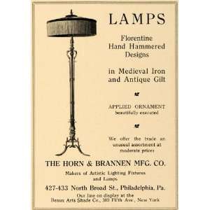 1919 Ad Horn Brannen Florentine Hand Hammered Lamps 