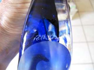 LOVELY ROLLIN KARG BLUE ART GLASS FISH SIGNED  
