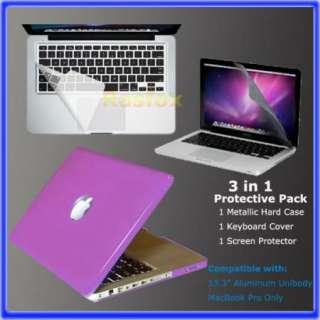 Purple 13 Inch MacBook Pro Metallic Hard Case, Keyboard Cover &Screen 