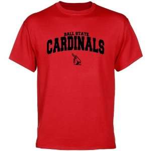 Ball State Cardinals Red Mascot Arch T shirt  Sports 