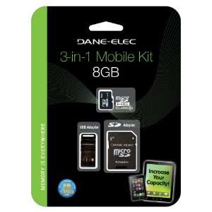  Dane DA 3IN1C1008G R 8GB MicroSD C10 with 2 Adapters 
