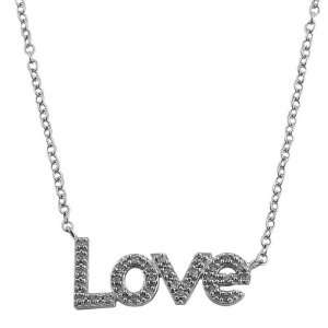  14k White Gold 1/10ct TDW Diamond Love Necklace: Jewelry