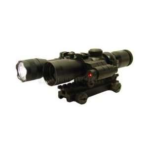  4x30 Tactical Scope AR15 Flat top riser tri ring mount with strobe 