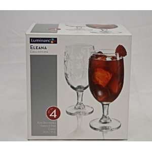  Luminarc Elenana Etched Clear Glass Iced Beverage Glasses 