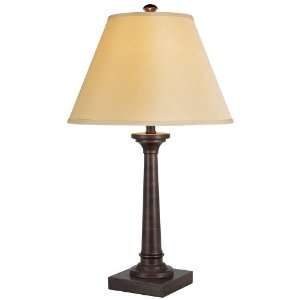  Bronze Tall Column Tan Shade Table Lamp: Home Improvement