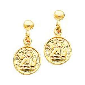  14K Gold Angel Medal Dangle Stud Earrings Jewelry Jewelry