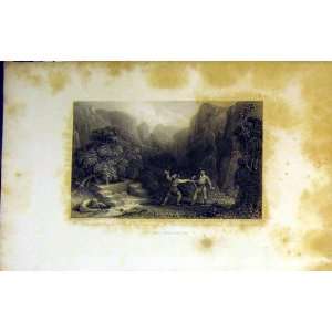  1842 Men Sword Fighting Glendinning Mountains Trees: Home 