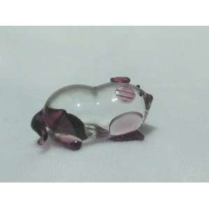    Collectibles Crystal Figurines Purple Pig Sitting 