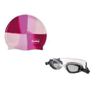  Fashy Swirl Silicone Swim Cap & Swim Goggle Set   Made in 