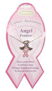 PINK RIBBON ~ BREAST CANCER ~ ANGEL NECKLACE  