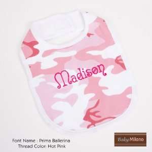  Personalized Pink Camo Baby Bib with Name by Baby Milano 