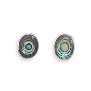  Oval Abalone Shell Stud Earrings: Jewelry