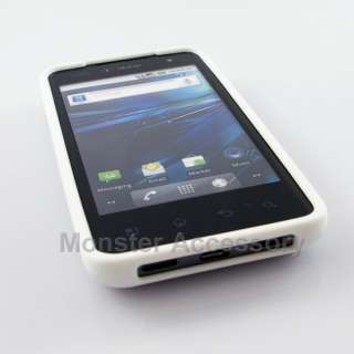 White Softgrip Gel Hard Cover Case for LG G2x T Mobile  