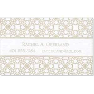   Small Floral Geometric Extra Thick Ecru Business Card