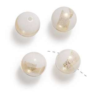   Glass 20mm Round Beads Milk White Gold Foil (4): Arts, Crafts & Sewing