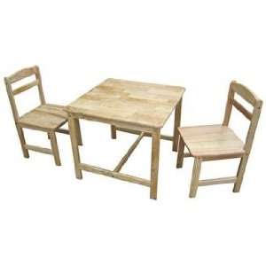  3 Piece Set Natural Finish Kids Table and Chairs: Home 