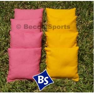  Cornhole Bags Set   4 Pink & 4 Yellow: Sports & Outdoors