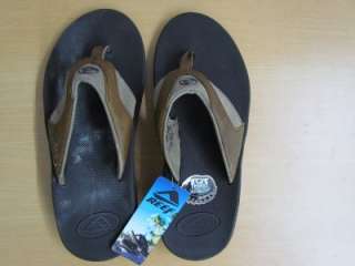   Reef Leather Fanning Sandals, Flip Flops, Brown   Mens size 10  