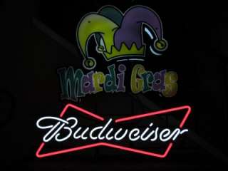 Budweiser Mardi Gras HUGE Promotional Neon Beer Sign Bar Light 