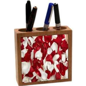  Rikki KnightTM Red and White Rose Petals 5 Inch Tile Maple 