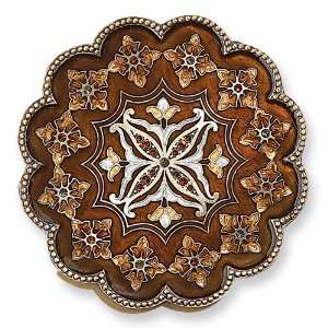  Brown Enameled Scalloped Wine Coaster: Jewelry