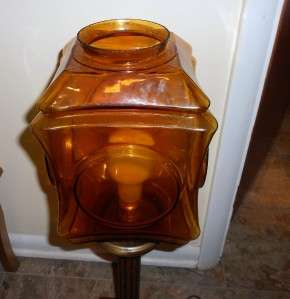 VINTAGE RETRO AMBER GLASS STOPLIGHT LAMP  