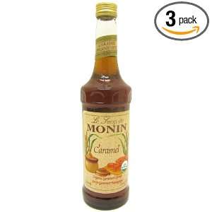 Monin Organic Caramel Syrup   750ML Glass bottle, 25.4 Ounce (Pack of 